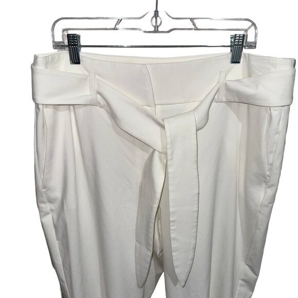 DKNY Women's Soft Ecru Wide Leg With Fabric Belt Pants Sz 16 NWT - Picture 2 of 12